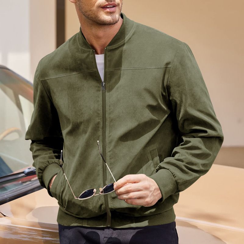 Jackets Coats Autumn Suede Solid Color Men's Zipper Jacket Casual Retro Long Sleeved Cardigan Jacket Men's Clothing