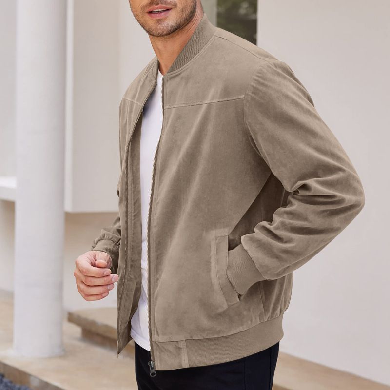 Jackets Coats Autumn Suede Solid Color Men's Zipper Jacket Casual Retro Long Sleeved Cardigan Jacket Men's Clothing
