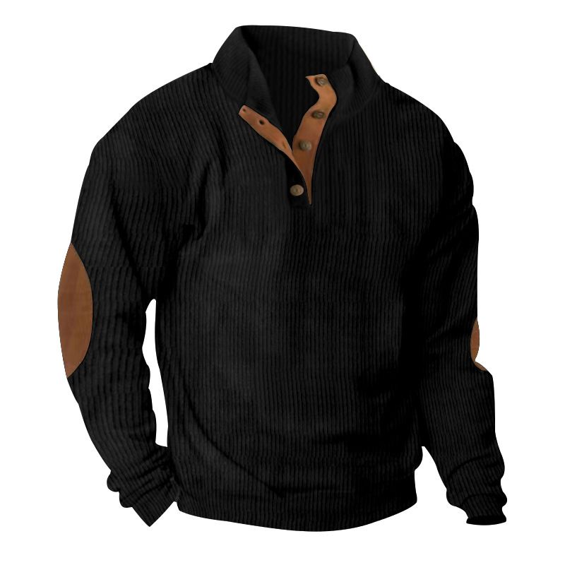 Men's Clothing Tops Sweatshirts Men's Outdoor Casual Long Sleeved Sportswear Stand up Collar Corduroy Sweatshirt