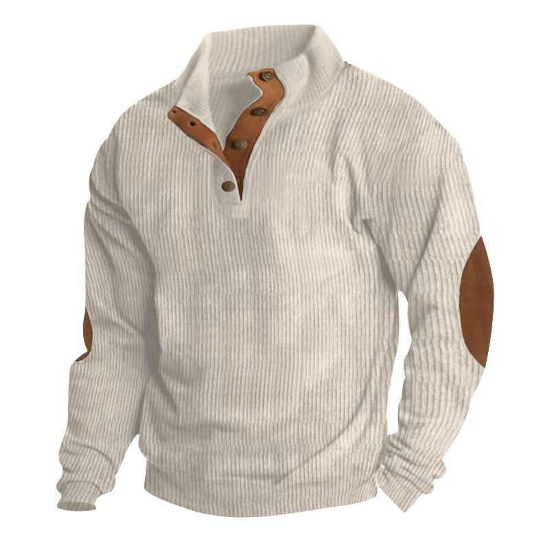 Men's Clothing Tops Sweatshirts Men's Outdoor Casual Long Sleeved Sportswear Stand up Collar Corduroy Sweatshirt