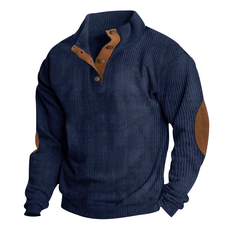 Men's Clothing Tops Sweatshirts Men's Outdoor Casual Long Sleeved Sportswear Stand up Collar Corduroy Sweatshirt