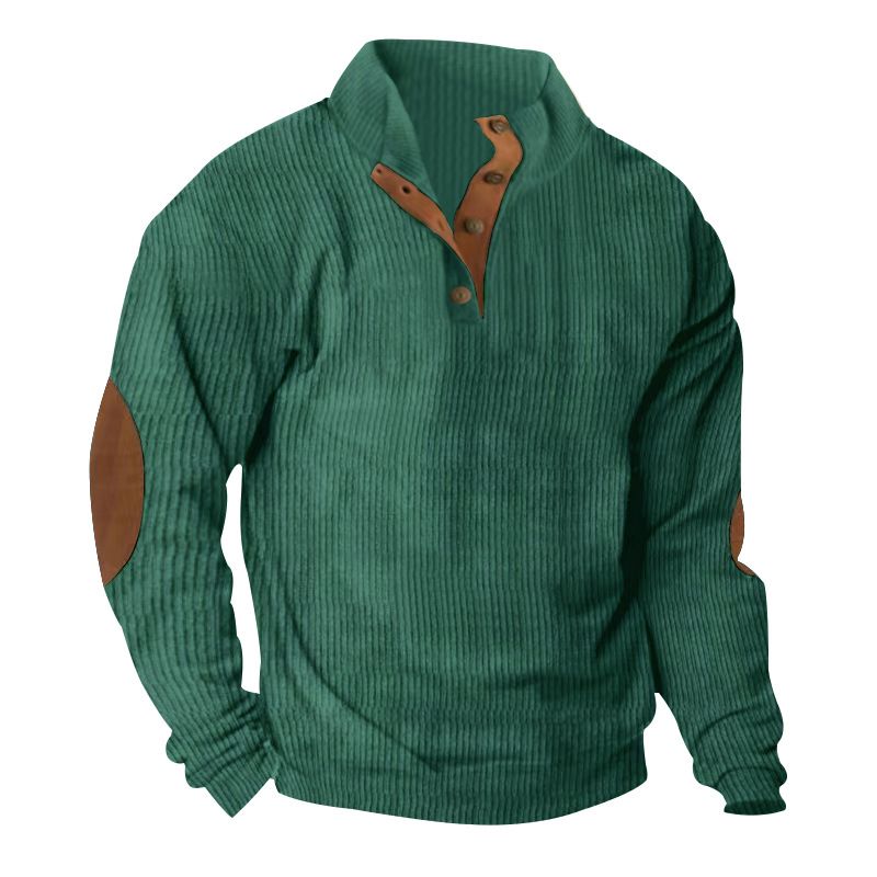 Men's Clothing Tops Sweatshirts Men's Outdoor Casual Long Sleeved Sportswear Stand up Collar Corduroy Sweatshirt