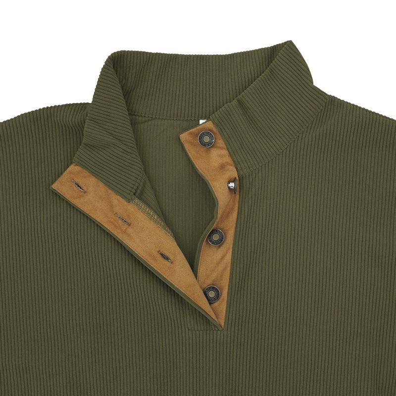 Men's Clothing Tops Sweatshirts Men's Outdoor Casual Long Sleeved Sportswear Stand up Collar Corduroy Sweatshirt