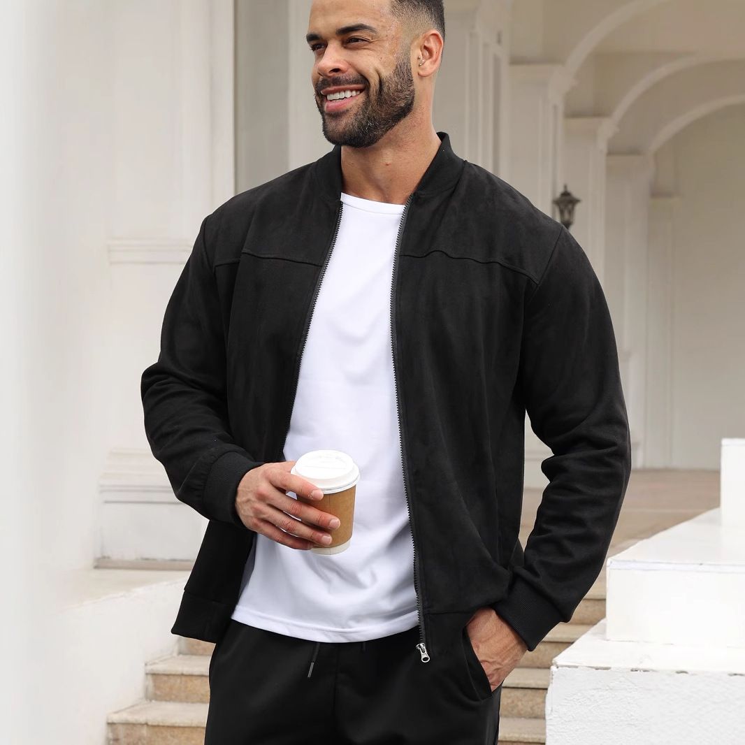 Men's Clothing Tops Jackets Coats Men's Fashion Casual Suede Lightweight Hoodie Jacket