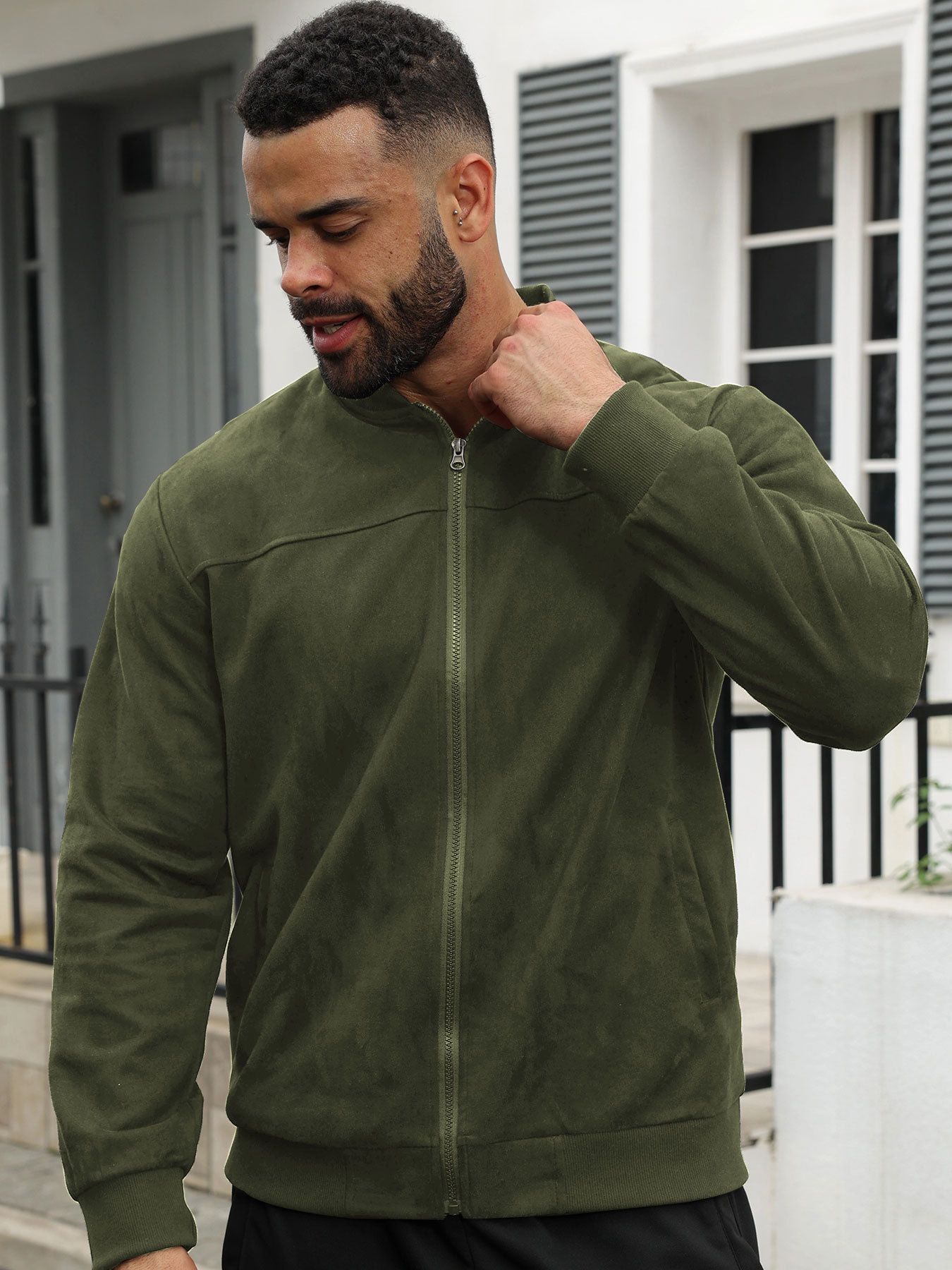 Men's Clothing Tops Jackets Coats Men's Fashion Casual Suede Lightweight Hoodie Jacket