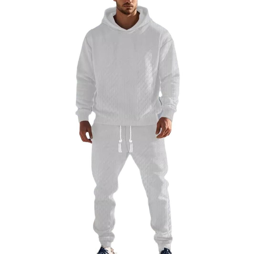 Hooded Pullover Jacquard Sweatshirt Sweatpants Men's Trendy Casual Sports Suit Men's Clothing Sets Two-Piece Outfits