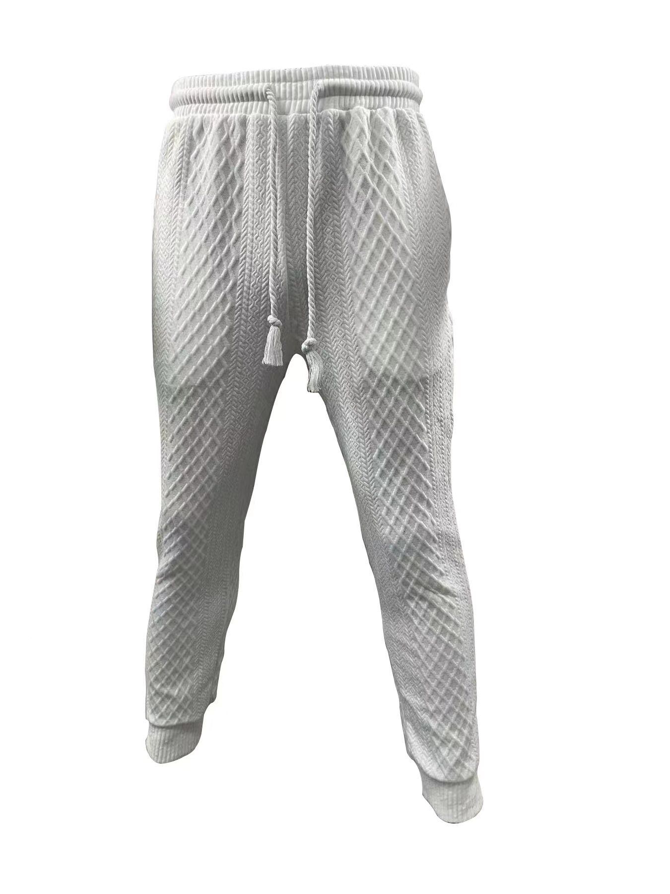 Hooded Pullover Jacquard Sweatshirt Sweatpants Men's Trendy Casual Sports Suit Men's Clothing Sets Two-Piece Outfits