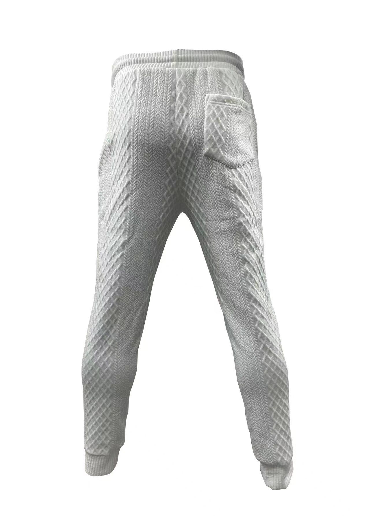 Hooded Pullover Jacquard Sweatshirt Sweatpants Men's Trendy Casual Sports Suit Men's Clothing Sets Two-Piece Outfits