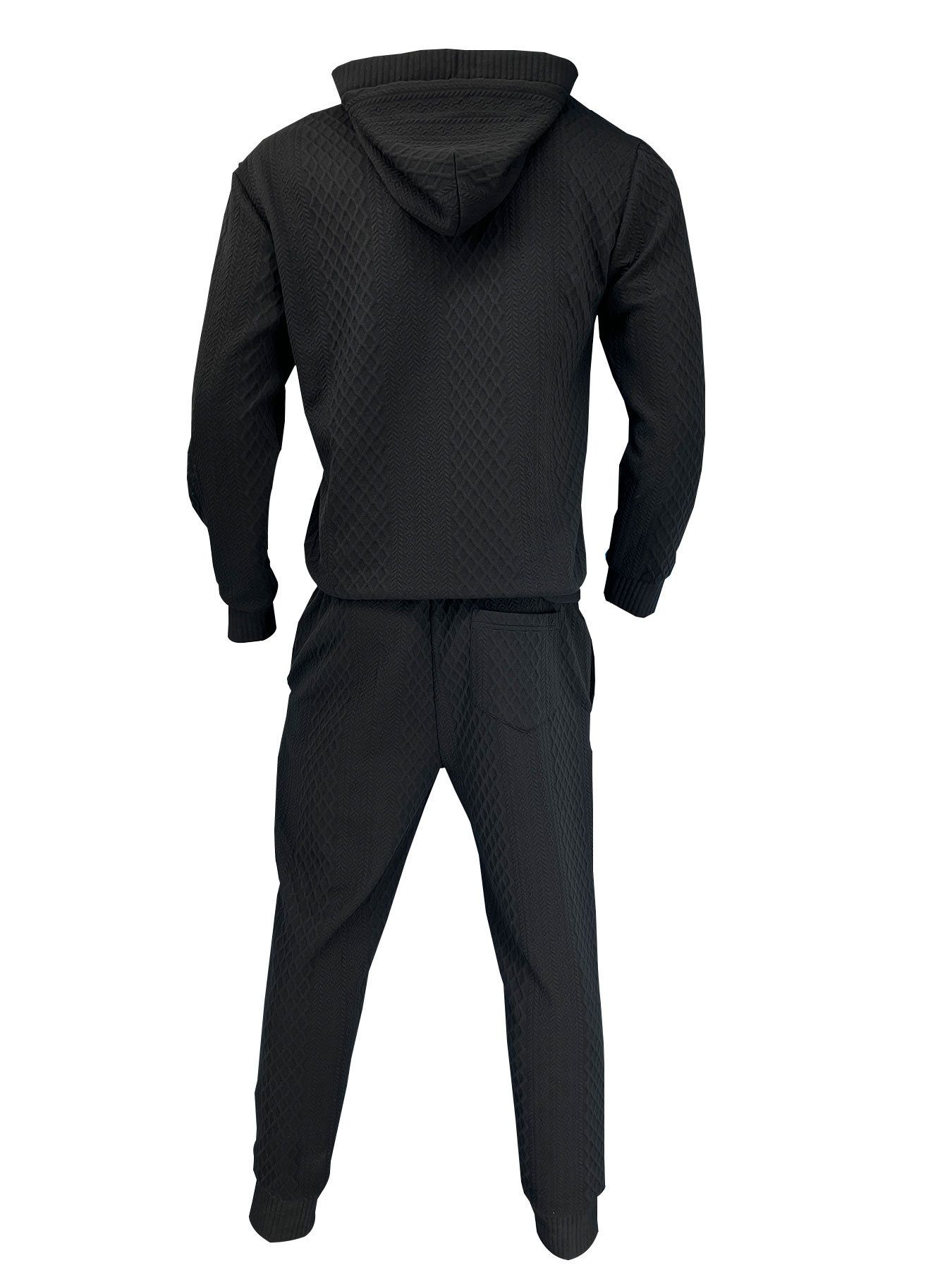 Hooded Pullover Jacquard Sweatshirt Sweatpants Men's Trendy Casual Sports Suit Men's Clothing Sets Two-Piece Outfits