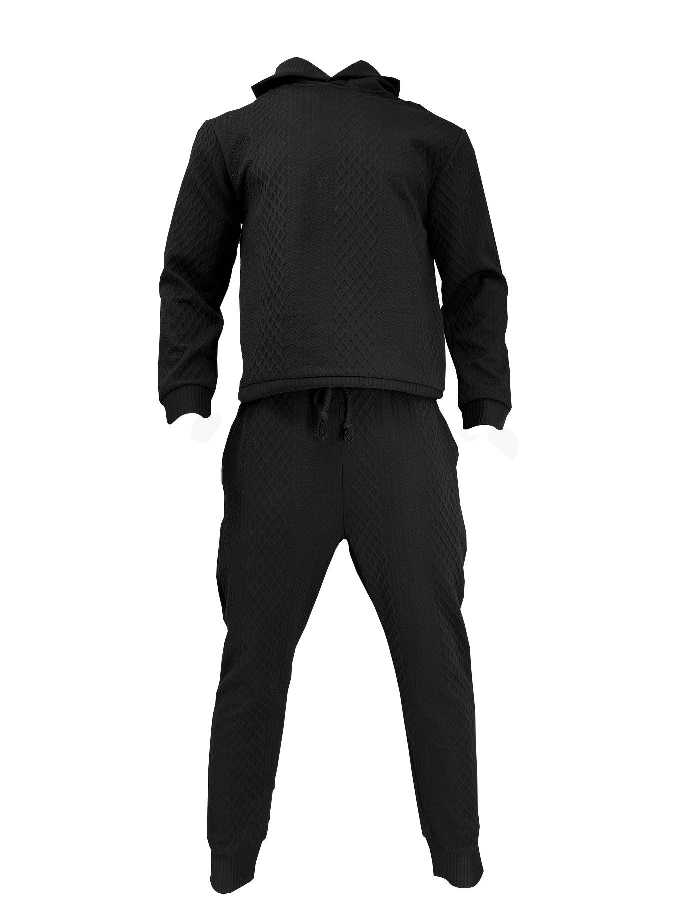 Hooded Pullover Jacquard Sweatshirt Sweatpants Men's Trendy Casual Sports Suit Men's Clothing Sets Two-Piece Outfits