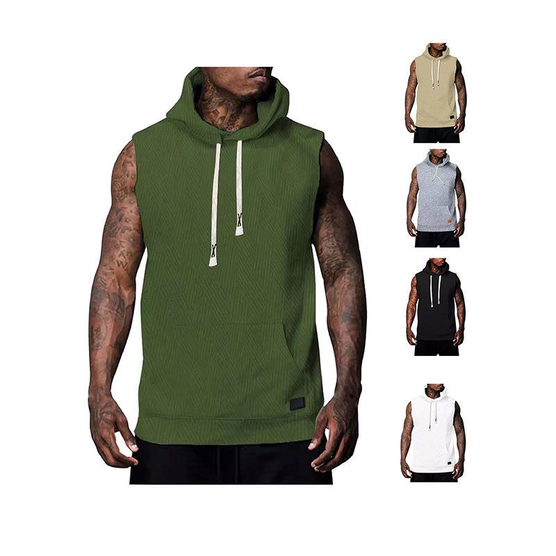 Summer Sleeveless Vest Top Men's Casual Hooded Sweatshirt T-Shirt Hip-Hop Sportswear Men's Clothing Tops Sweatshirts Hoodies