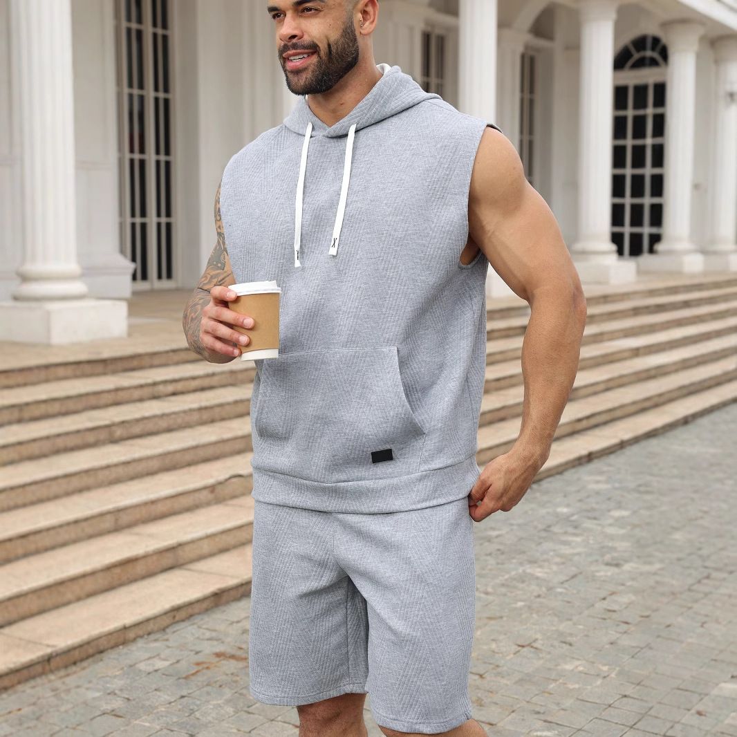 Summer Sleeveless Vest Top Men's Casual Hooded Sweatshirt T-Shirt Hip-Hop Sportswear Men's Clothing Tops Sweatshirts Hoodies
