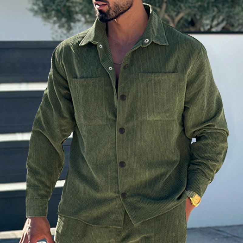 Men's Shirt New Multi Pocket Slim Fit Cardigan Corduroy Casual Men's Coat Top Trendy Workwear Men's Clothing Tops Jackets Coats