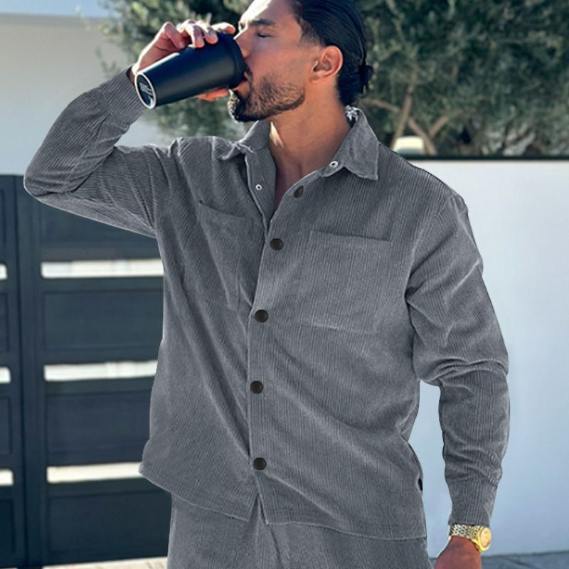 Men's Shirt New Multi Pocket Slim Fit Cardigan Corduroy Casual Men's Coat Top Trendy Workwear Men's Clothing Tops Jackets Coats