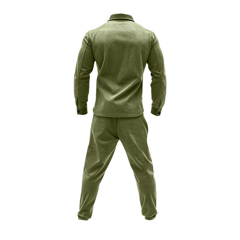 Men's Clothing Sets Two-Piece Outfits European American Autumn Winter Jacket Casual Pants Two-Piece Set Men's Solid Color Men's Suede Suit