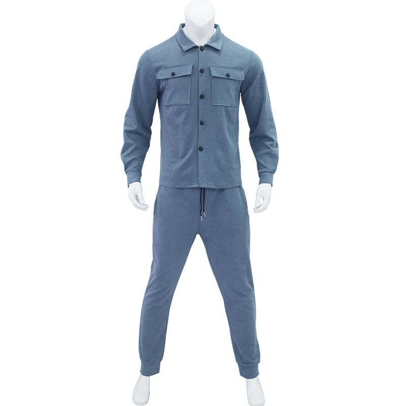 Men's Clothing Sets Two-Piece Outfits European American Autumn Winter Jacket Casual Pants Two-Piece Set Men's Solid Color Men's Suede Suit