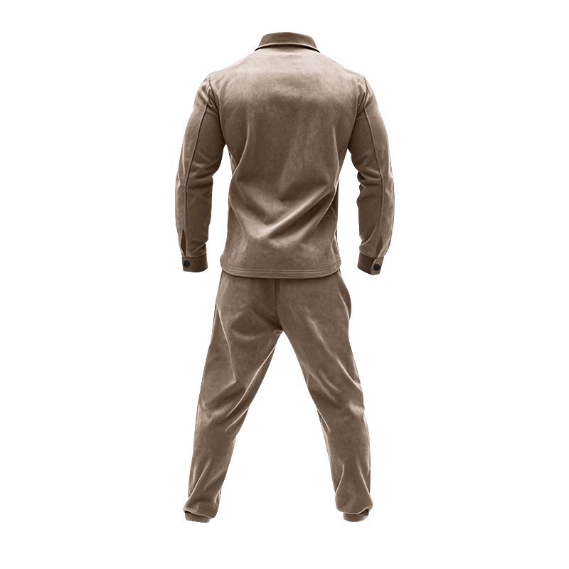 Men's Clothing Sets Two-Piece Outfits European American Autumn Winter Jacket Casual Pants Two-Piece Set Men's Solid Color Men's Suede Suit