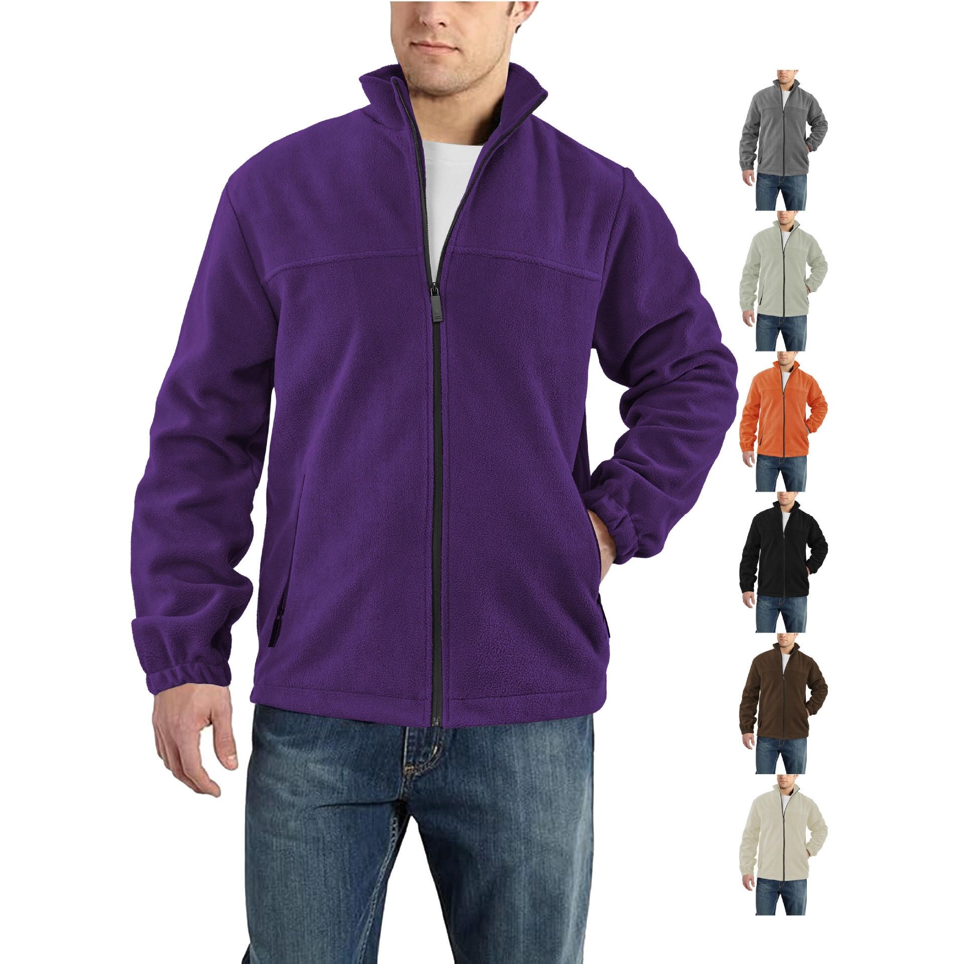 Men's Clothing Tops Jackets Coats New European American Men's Polar Fleece Jacket Spring Autumn Winter Outdoor Zipper Stand up Collar Jacket Top