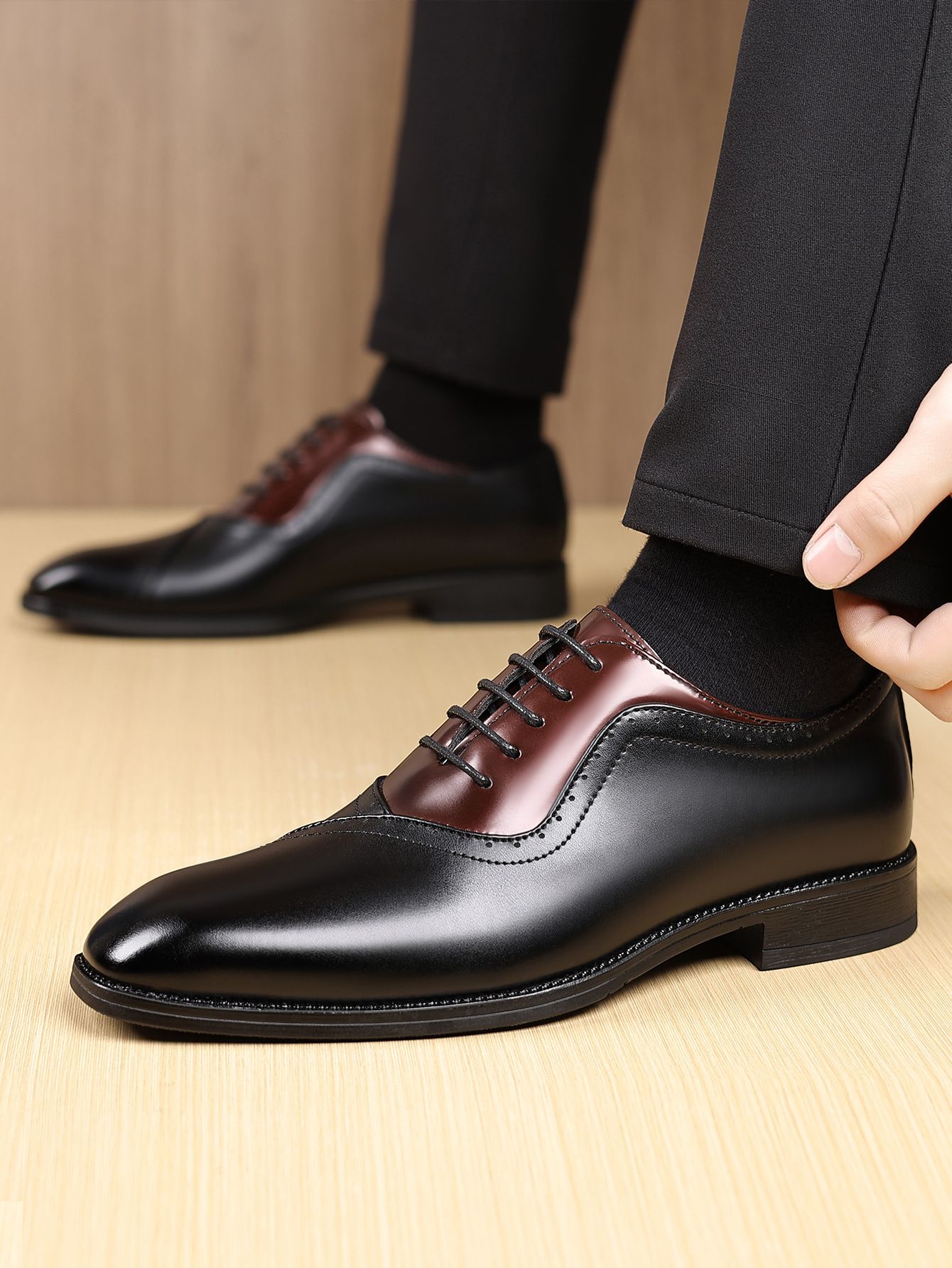 Dress Polishing Square Toe Lace up Leather Shoes for Men Oxford Men Plus Size Men Leather Shoes Men's Shoes