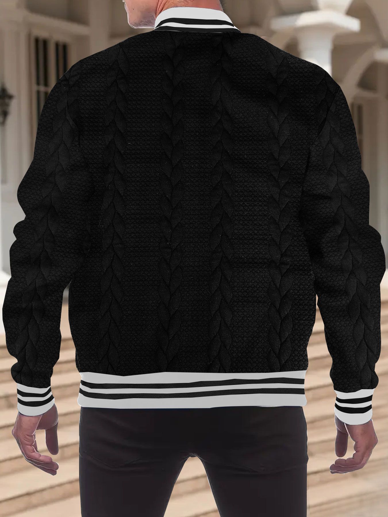 Men's Clothing Tops Jackets Spring Autumn New Jacquard European American Buckle Design Trendy Fashion Solid Color Men's Cardigan Baseball Jacket
