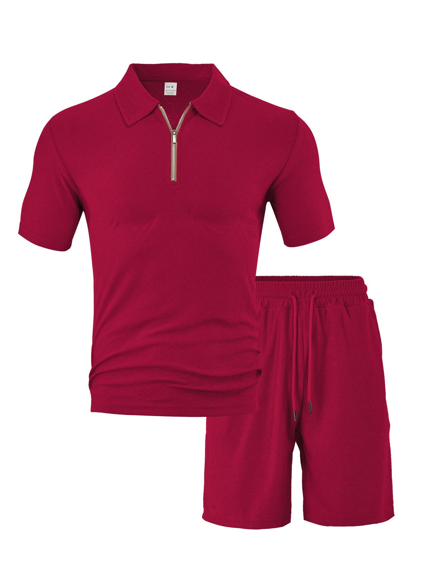 Men's Summer Collar Short Sleeved Shorts Two-Piece Set Jacquard Fabric Men's Casual Sports Suit Men's Clothing Sets Two-Piece Outfits
