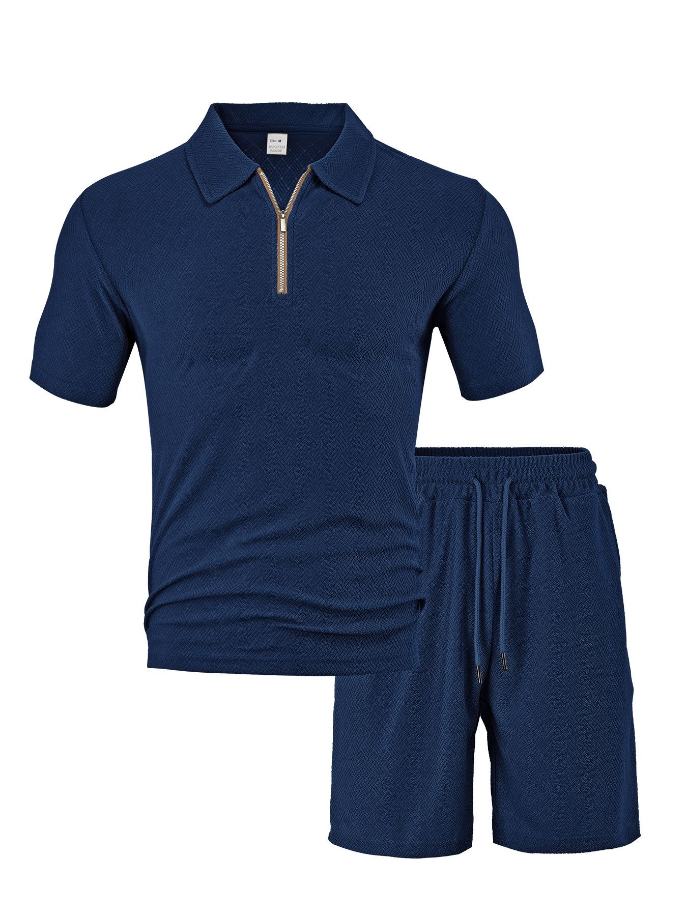 Men's Summer Collar Short Sleeved Shorts Two-Piece Set Jacquard Fabric Men's Casual Sports Suit Men's Clothing Sets Two-Piece Outfits