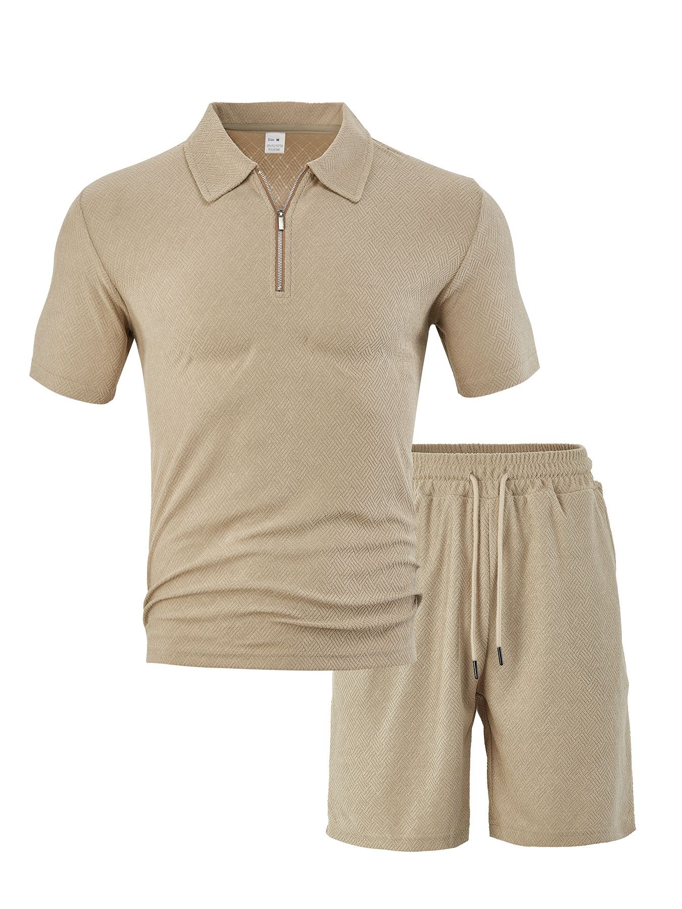 Men's Summer Collar Short Sleeved Shorts Two-Piece Set Jacquard Fabric Men's Casual Sports Suit Men's Clothing Sets Two-Piece Outfits