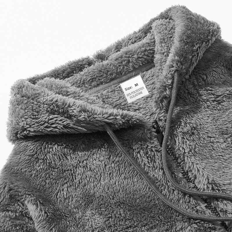 Men's Thickened Double-Faced Fleece Jacket with Zipper for Spring Autumn Loose Fit Cardigan Casual Hooded Jacket