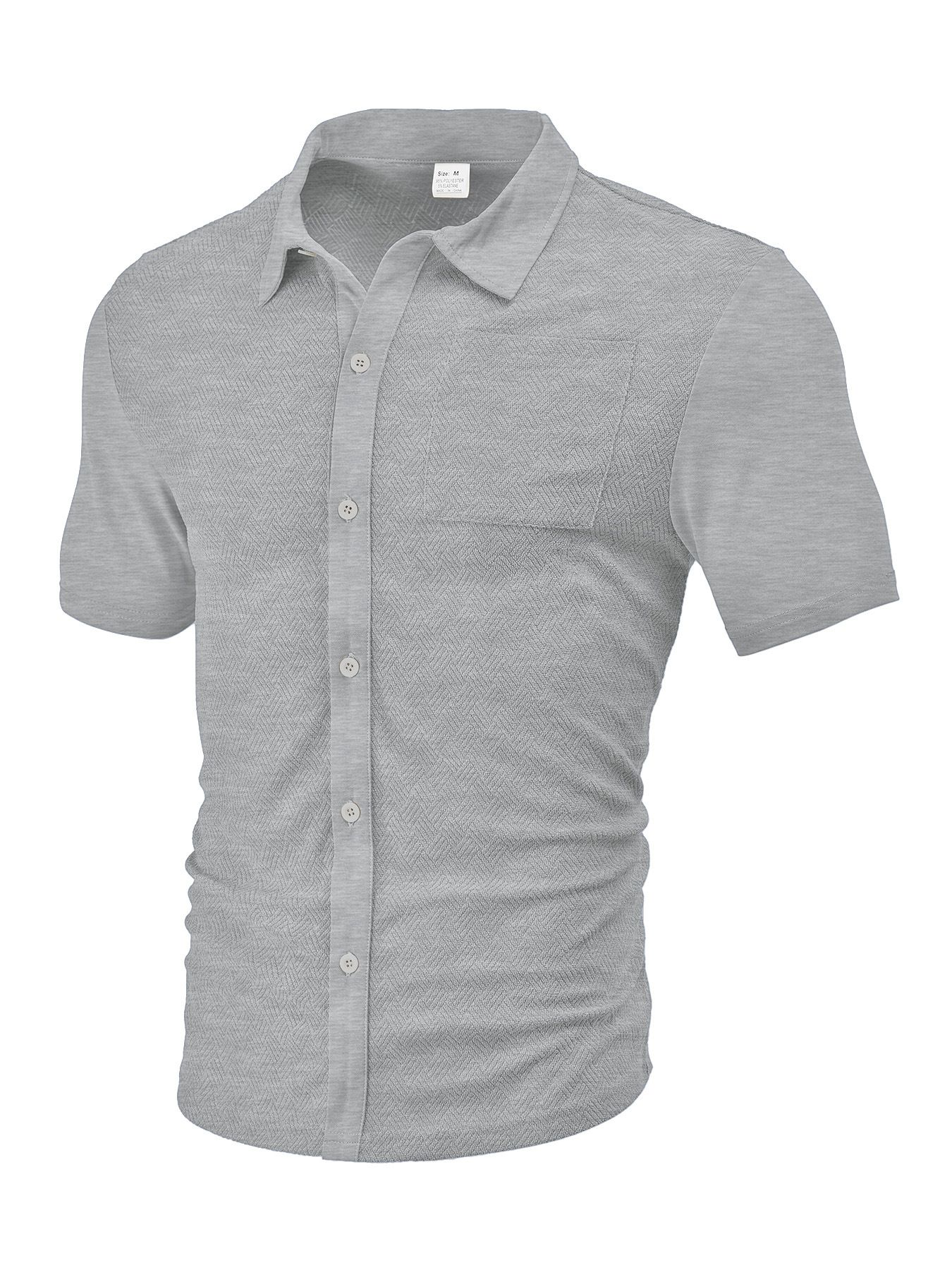 Men's Clothing Tops Men's Summer Loose Breathable Lapel Cardigan Jacquard Short Sleeved Men's Shirt