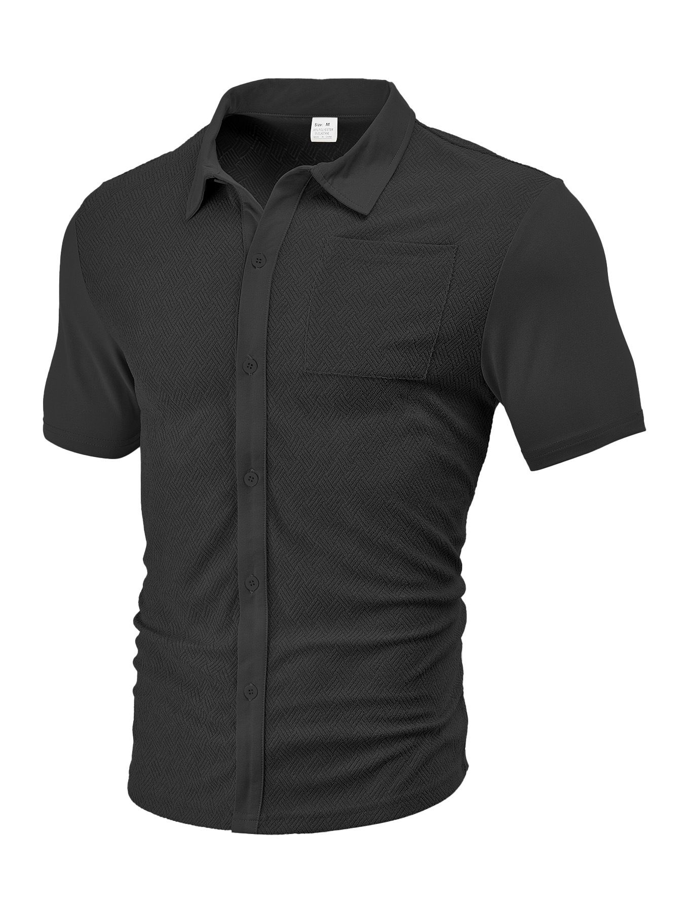 Men's Clothing Tops Men's Summer Loose Breathable Lapel Cardigan Jacquard Short Sleeved Men's Shirt