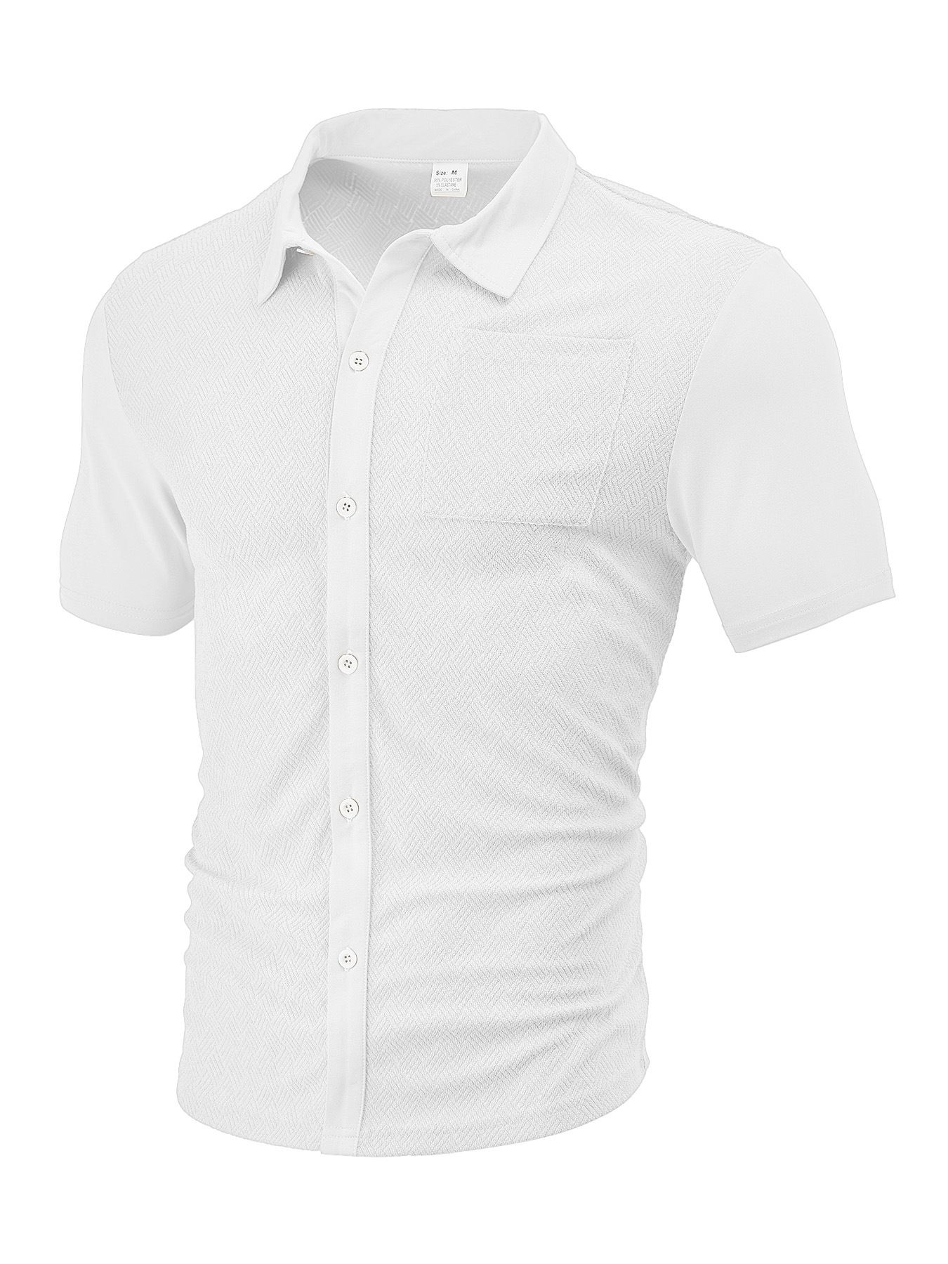Men's Clothing Tops Men's Summer Loose Breathable Lapel Cardigan Jacquard Short Sleeved Men's Shirt