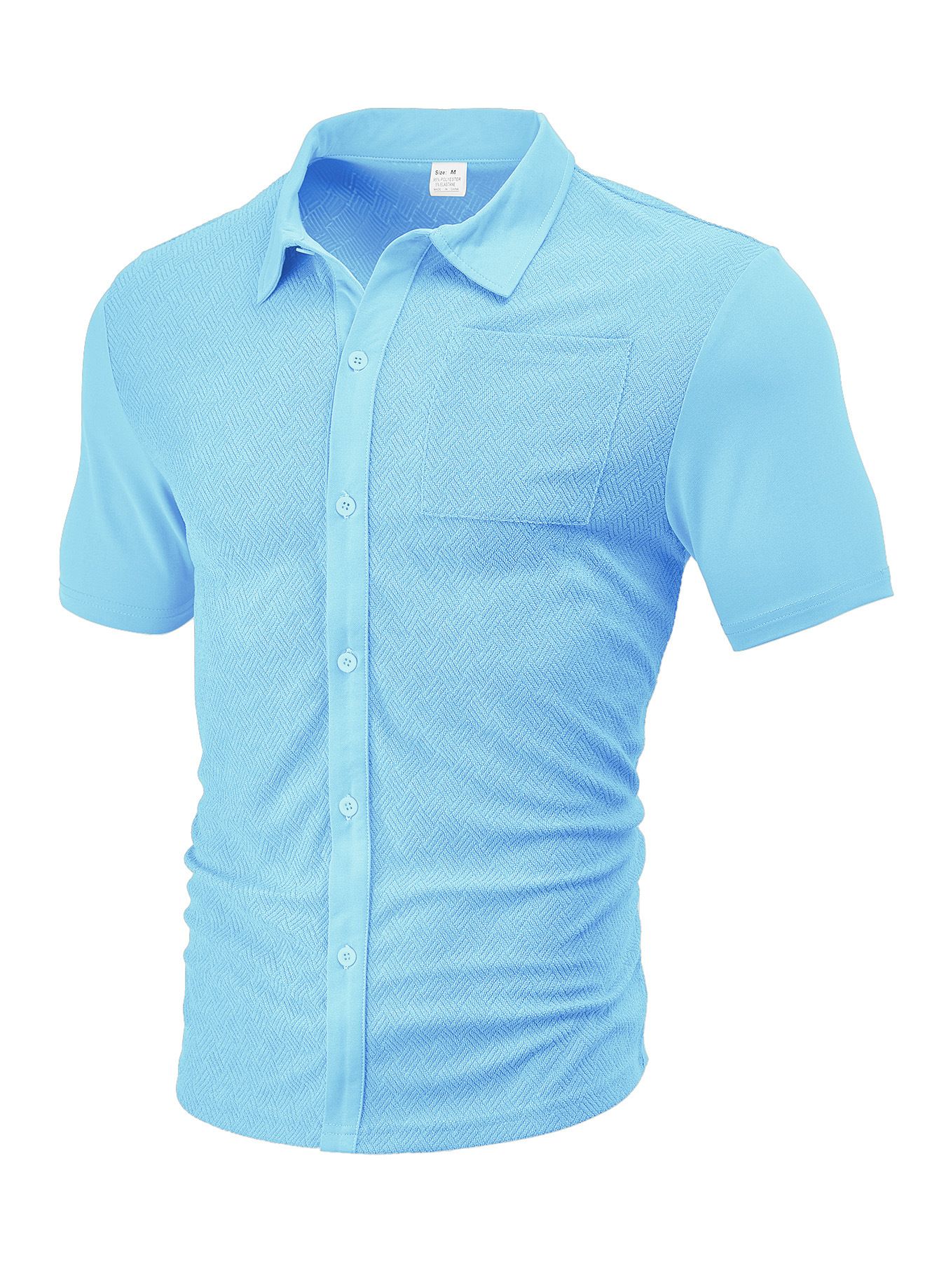 Men's Clothing Tops Men's Summer Loose Breathable Lapel Cardigan Jacquard Short Sleeved Men's Shirt