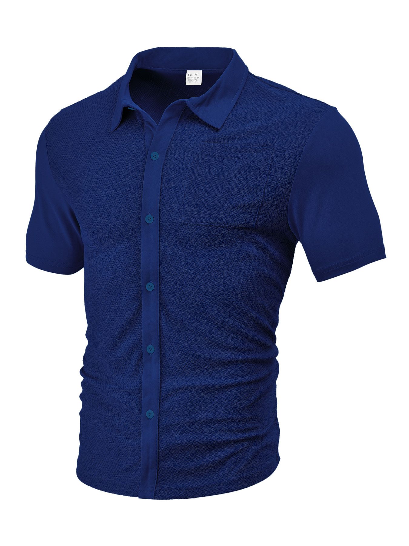 Men's Clothing Tops Men's Summer Loose Breathable Lapel Cardigan Jacquard Short Sleeved Men's Shirt