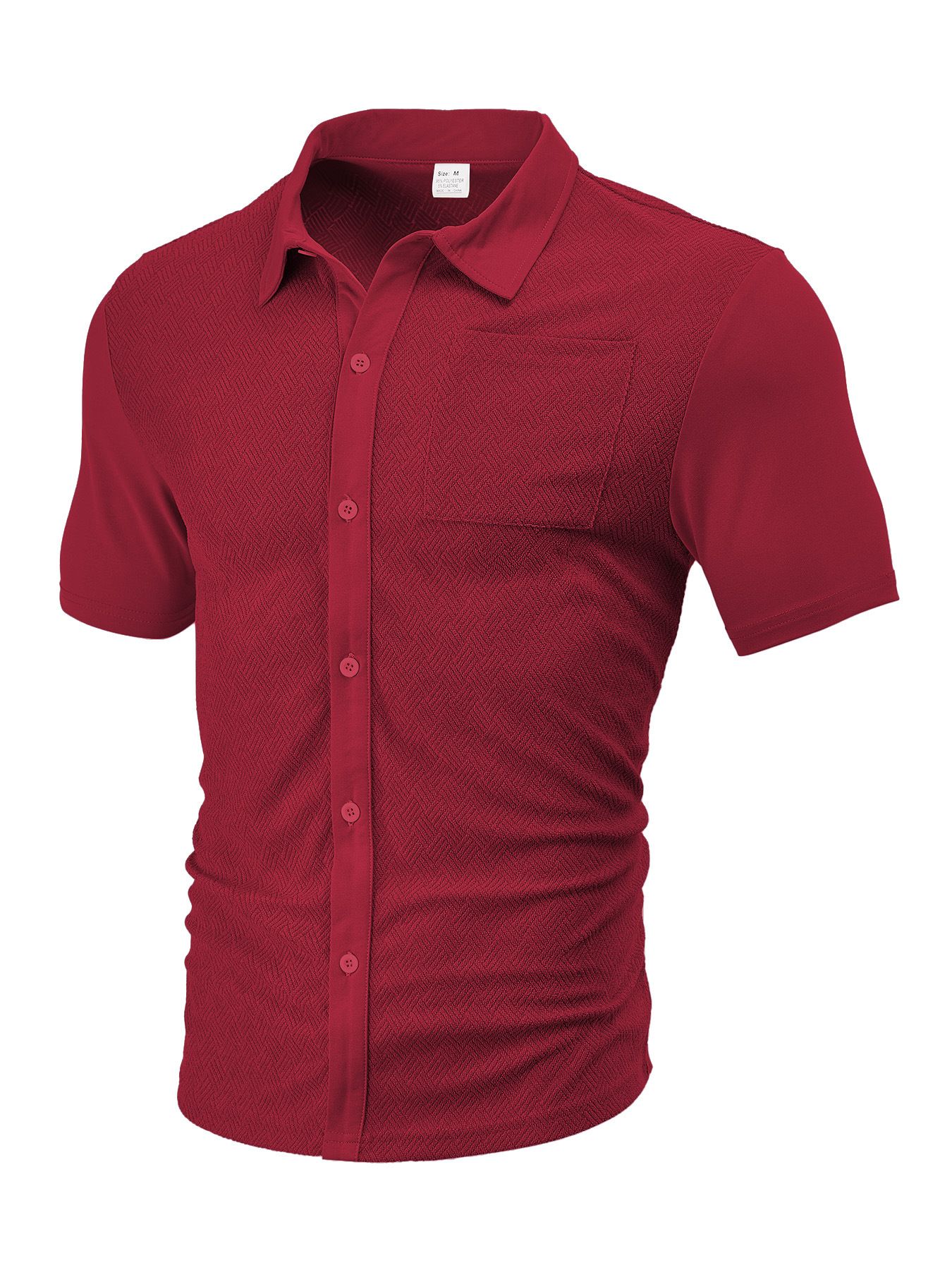 Men's Clothing Tops Men's Summer Loose Breathable Lapel Cardigan Jacquard Short Sleeved Men's Shirt