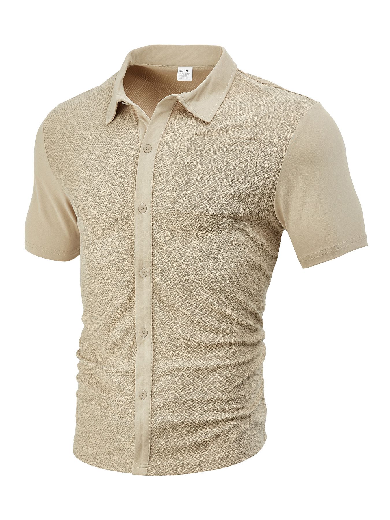 Men's Clothing Tops Men's Summer Loose Breathable Lapel Cardigan Jacquard Short Sleeved Men's Shirt