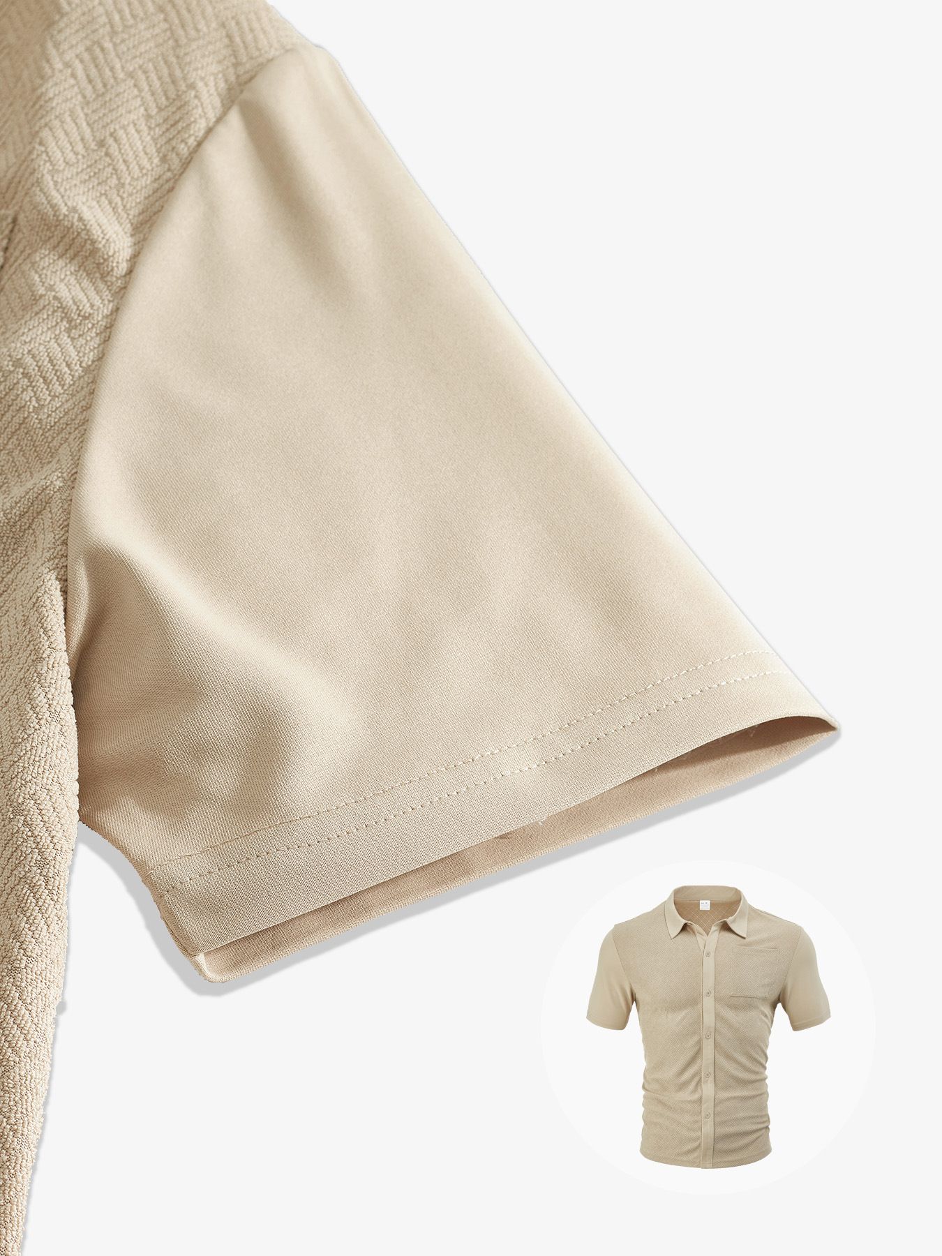 Men's Clothing Tops Men's Summer Loose Breathable Lapel Cardigan Jacquard Short Sleeved Men's Shirt