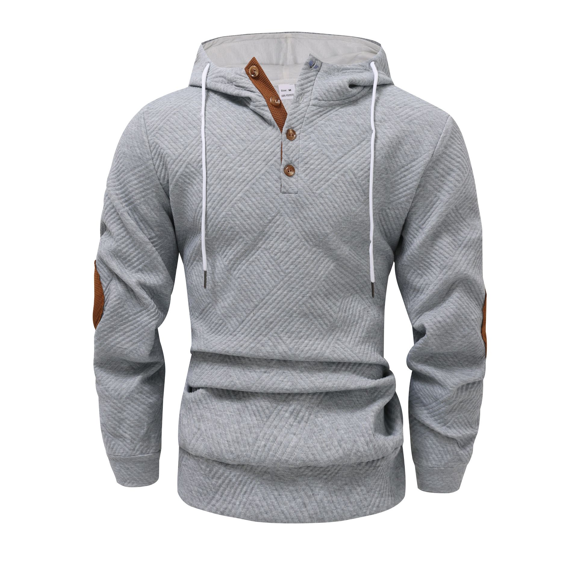 Men's Clothing Tops Sweatshirts Hoodies Autumn Winter New European American Men's Solid Color Jacquard Hooded Sweatshirt Loose Sporty Casual Outerwear