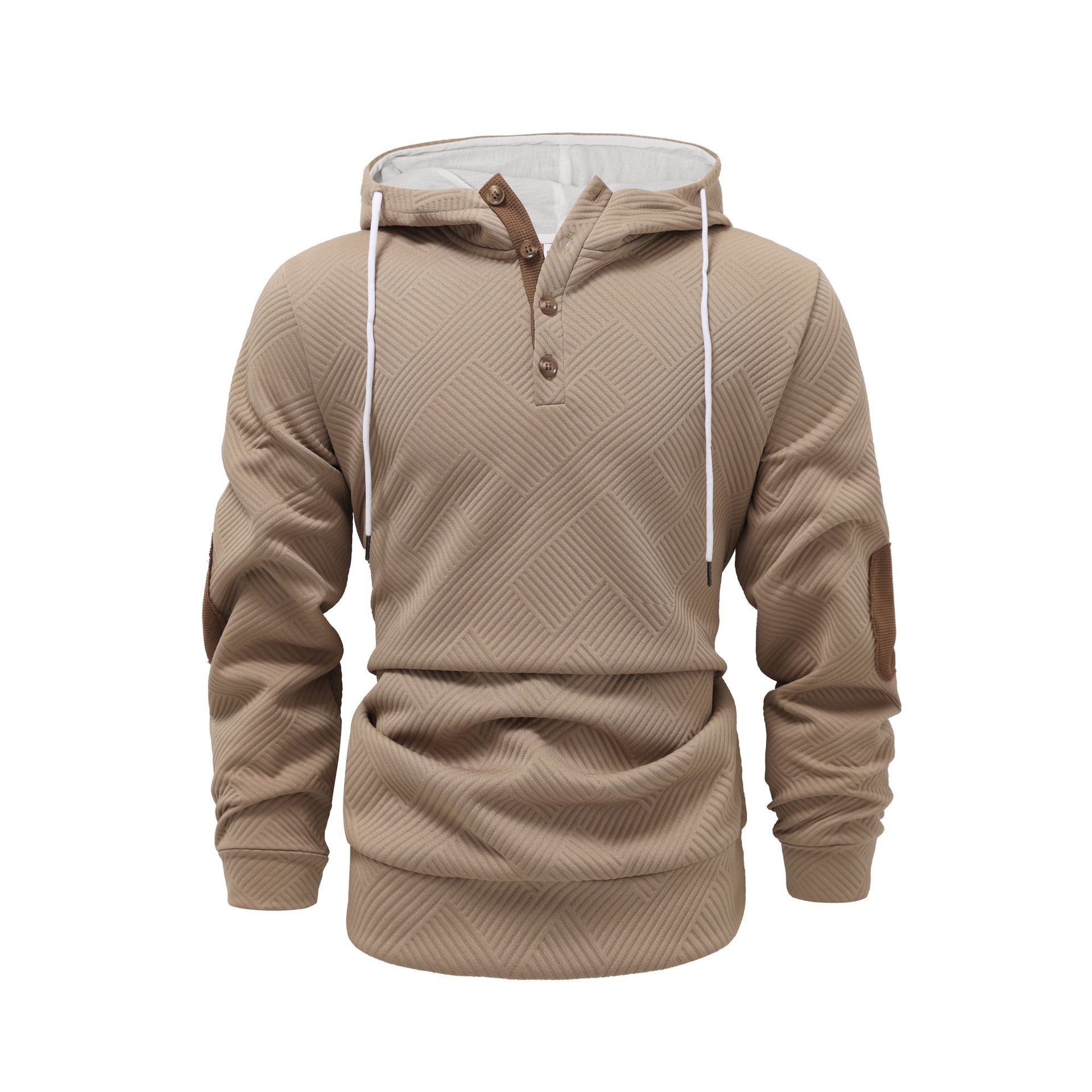 Men's Clothing Tops Sweatshirts Hoodies Autumn Winter New European American Men's Solid Color Jacquard Hooded Sweatshirt Loose Sporty Casual Outerwear