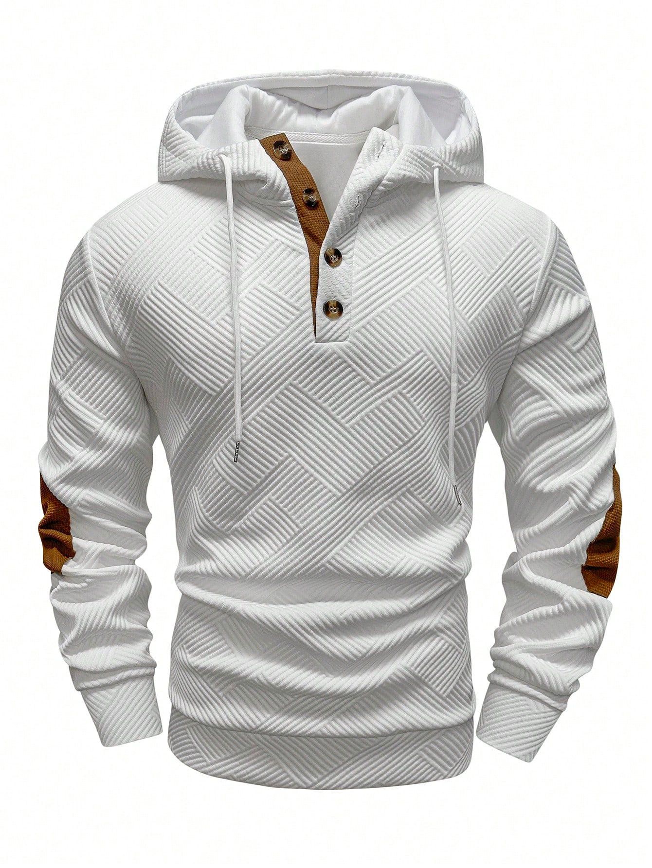 Men's Clothing Tops Sweatshirts Hoodies Autumn Winter New European American Men's Solid Color Jacquard Hooded Sweatshirt Loose Sporty Casual Outerwear