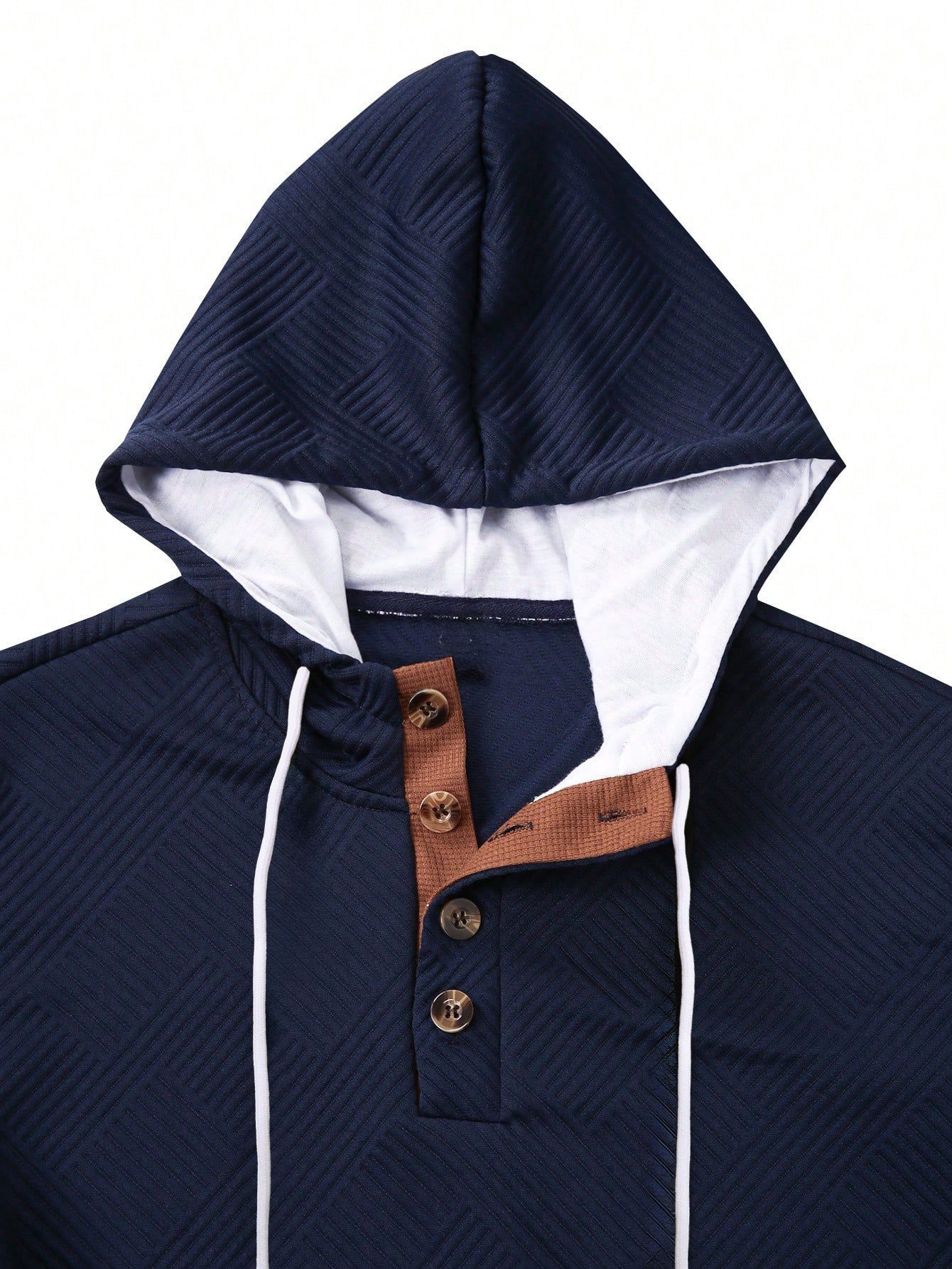 Men's Clothing Tops Sweatshirts Hoodies Autumn Winter New European American Men's Solid Color Jacquard Hooded Sweatshirt Loose Sporty Casual Outerwear