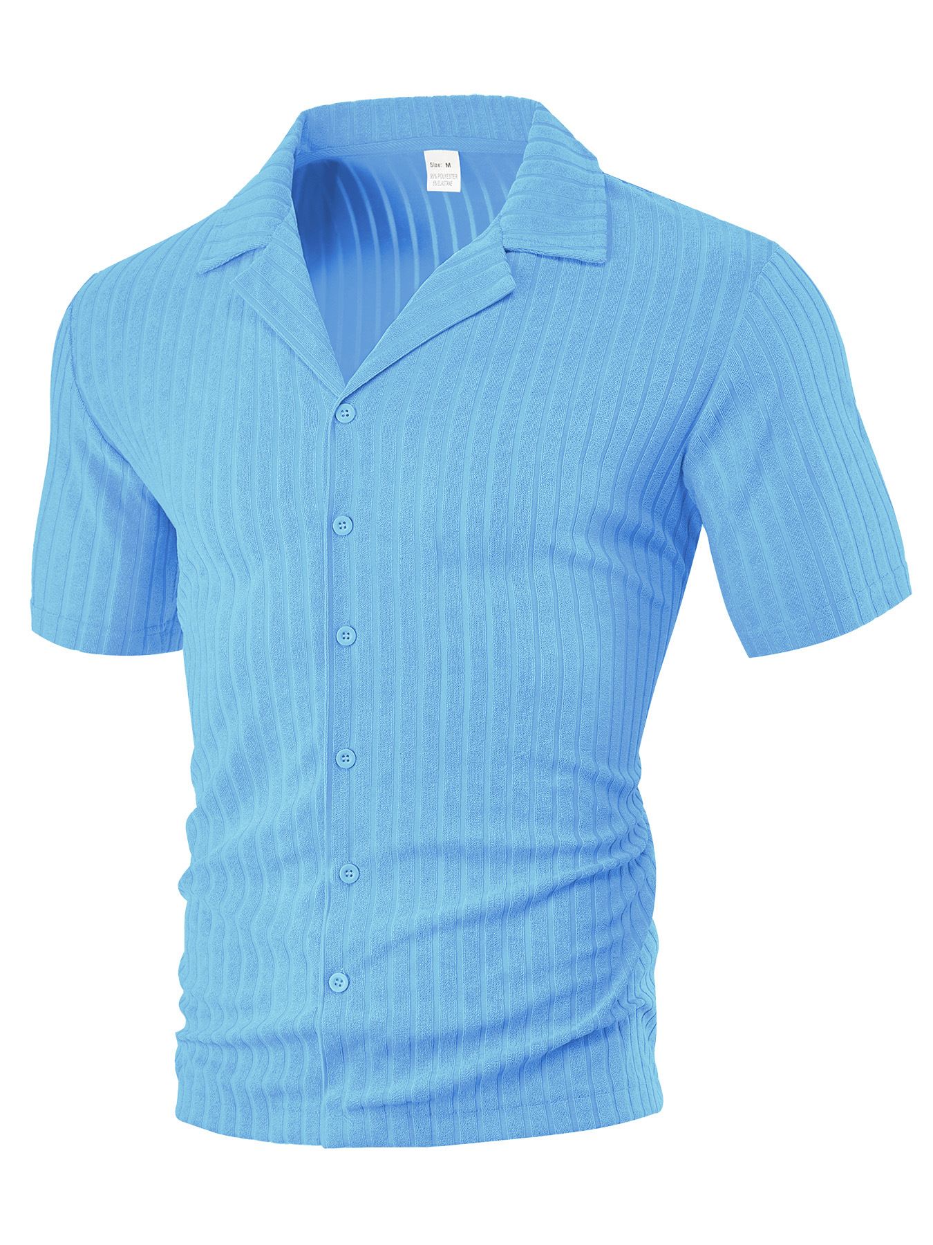 Men's Clothing Tops T-Shirts Men's Summer Loose Casual Breathable Lapel Cardigan Solid Color Towel Jacquard Short Sleeved Men's Shirt
