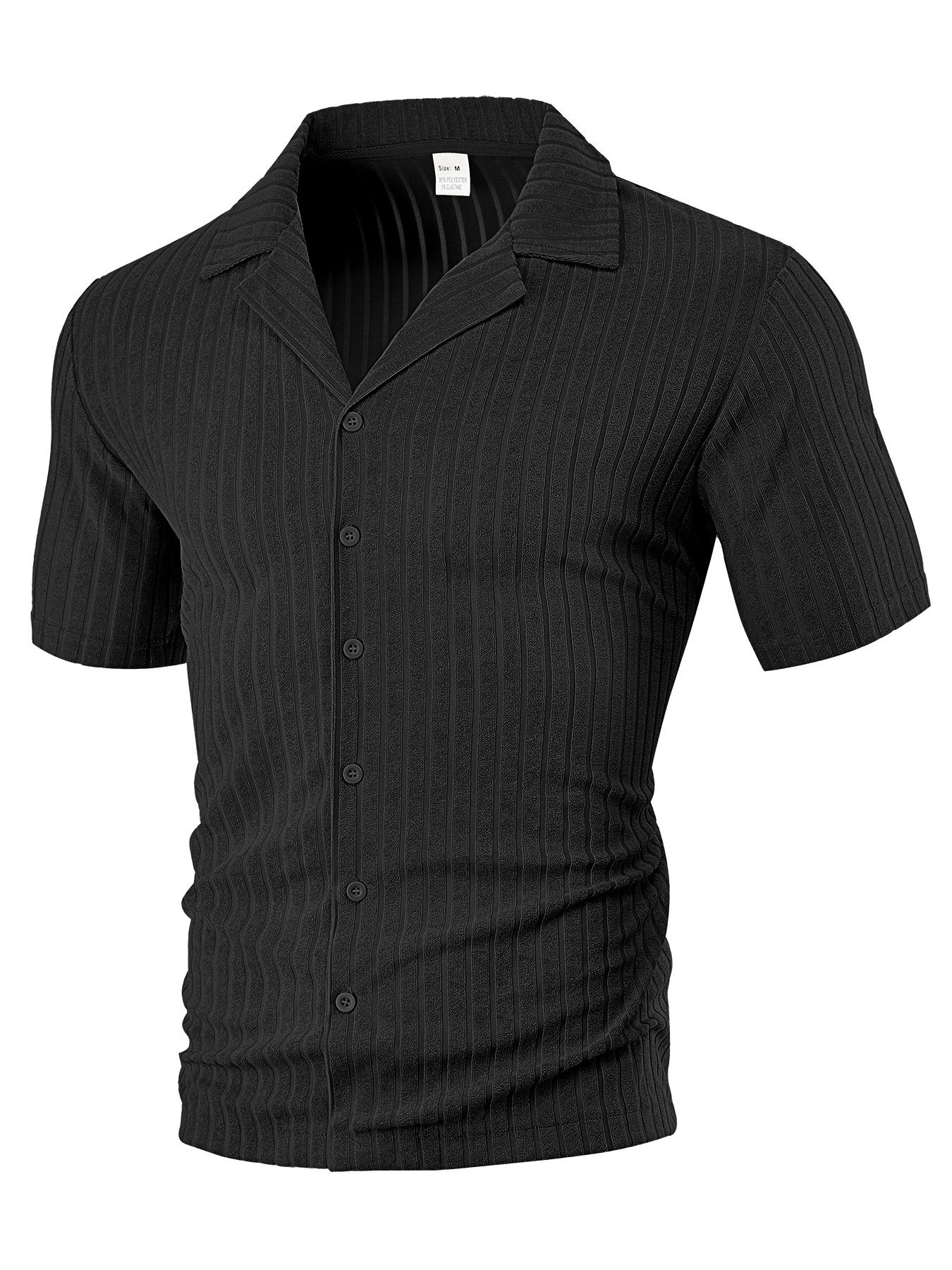 Men's Clothing Tops T-Shirts Men's Summer Loose Casual Breathable Lapel Cardigan Solid Color Towel Jacquard Short Sleeved Men's Shirt