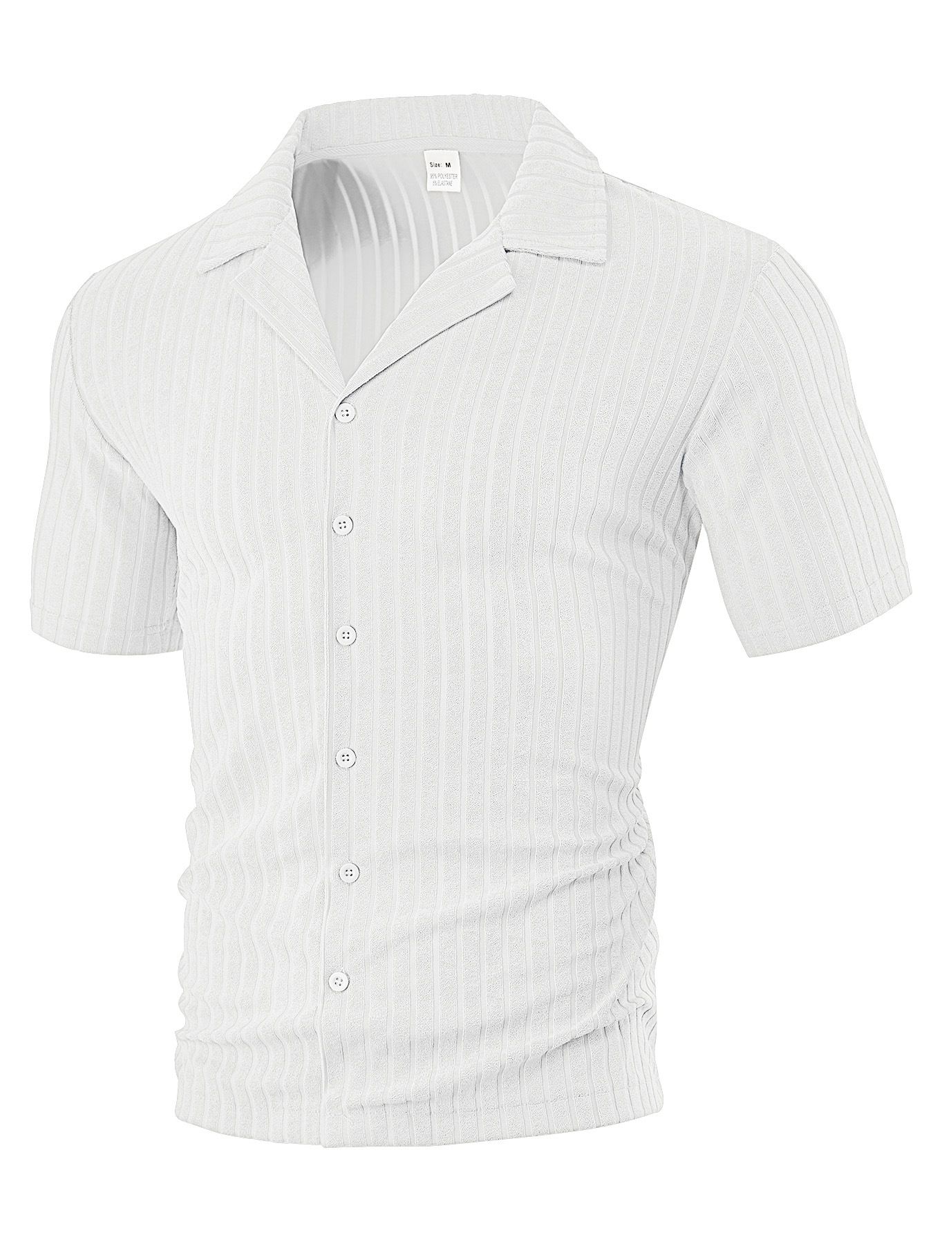 Men's Clothing Tops T-Shirts Men's Summer Loose Casual Breathable Lapel Cardigan Solid Color Towel Jacquard Short Sleeved Men's Shirt