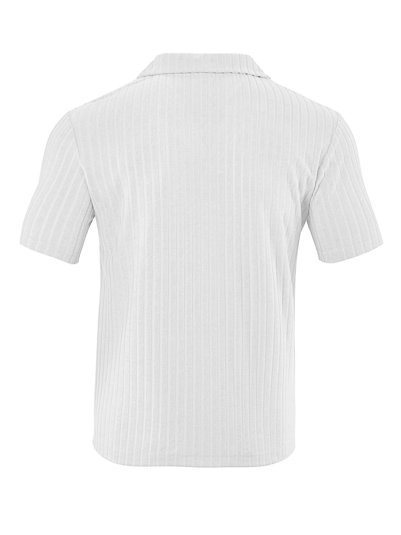 Men's Clothing Tops T-Shirts Men's Summer Loose Casual Breathable Lapel Cardigan Solid Color Towel Jacquard Short Sleeved Men's Shirt