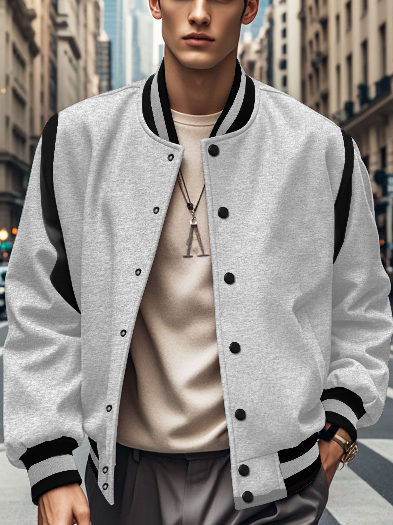 Men's Clothing Tops Jackets Coats Leisure Fashion European American Trends Cardigan Patchwork Button up Baseball Jersey