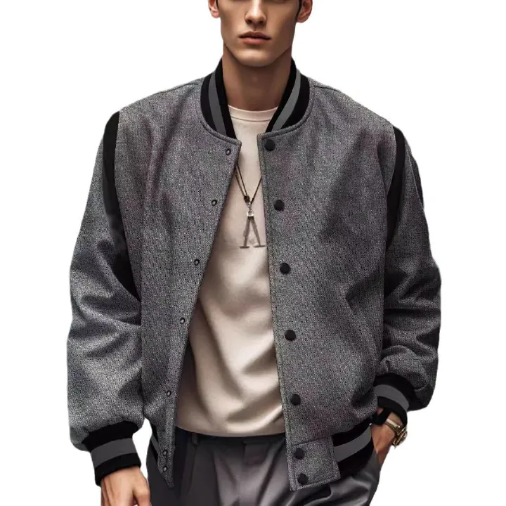 Men's Clothing Tops Jackets Coats Leisure Fashion European American Trends Cardigan Patchwork Button up Baseball Jersey