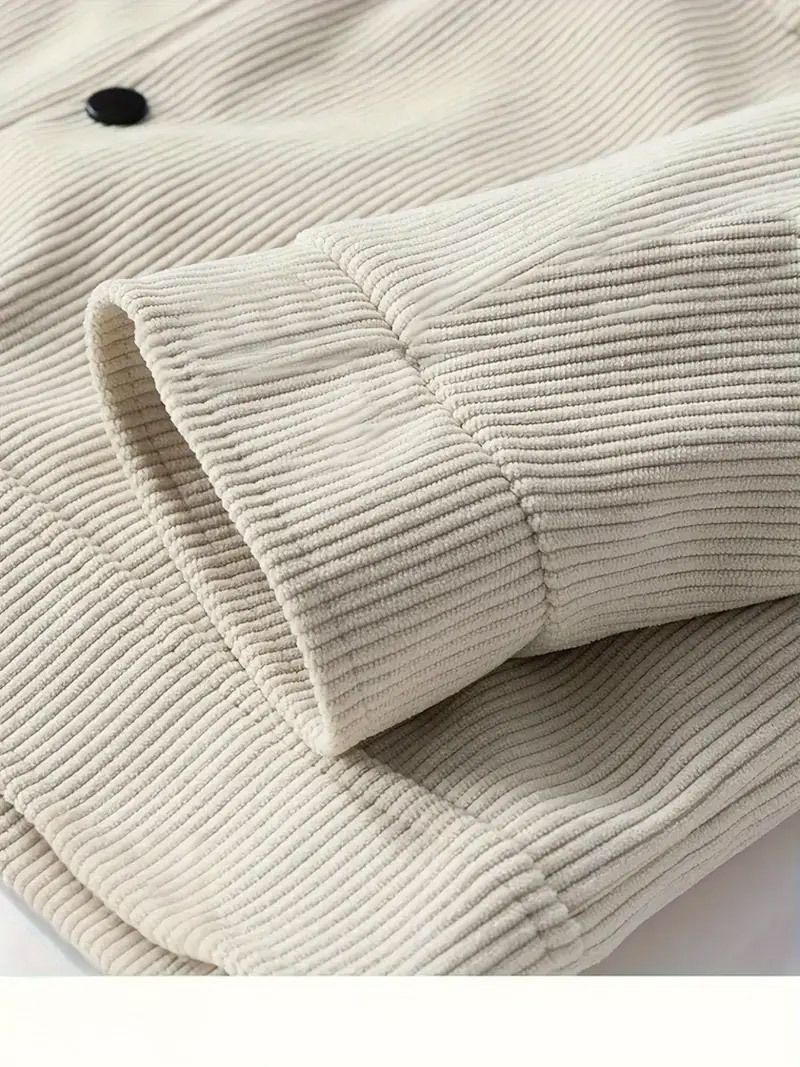 Men's Clothing Tops Jackets Coats Men's Corduroy Single Button Casual Sporty Trendy Pockets Lapel Long Sleeve Shirt