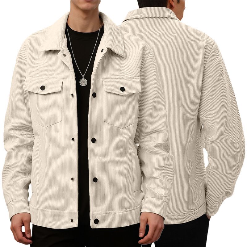 Men's Clothing Tops Jackets Coats Men's Corduroy Single Button Casual Sporty Trendy Pockets Lapel Long Sleeve Shirt