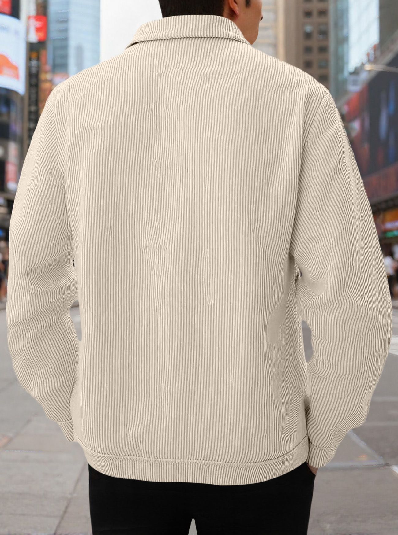 Men's Clothing Tops Jackets Coats Men's Corduroy Single Button Casual Sporty Trendy Pockets Lapel Long Sleeve Shirt