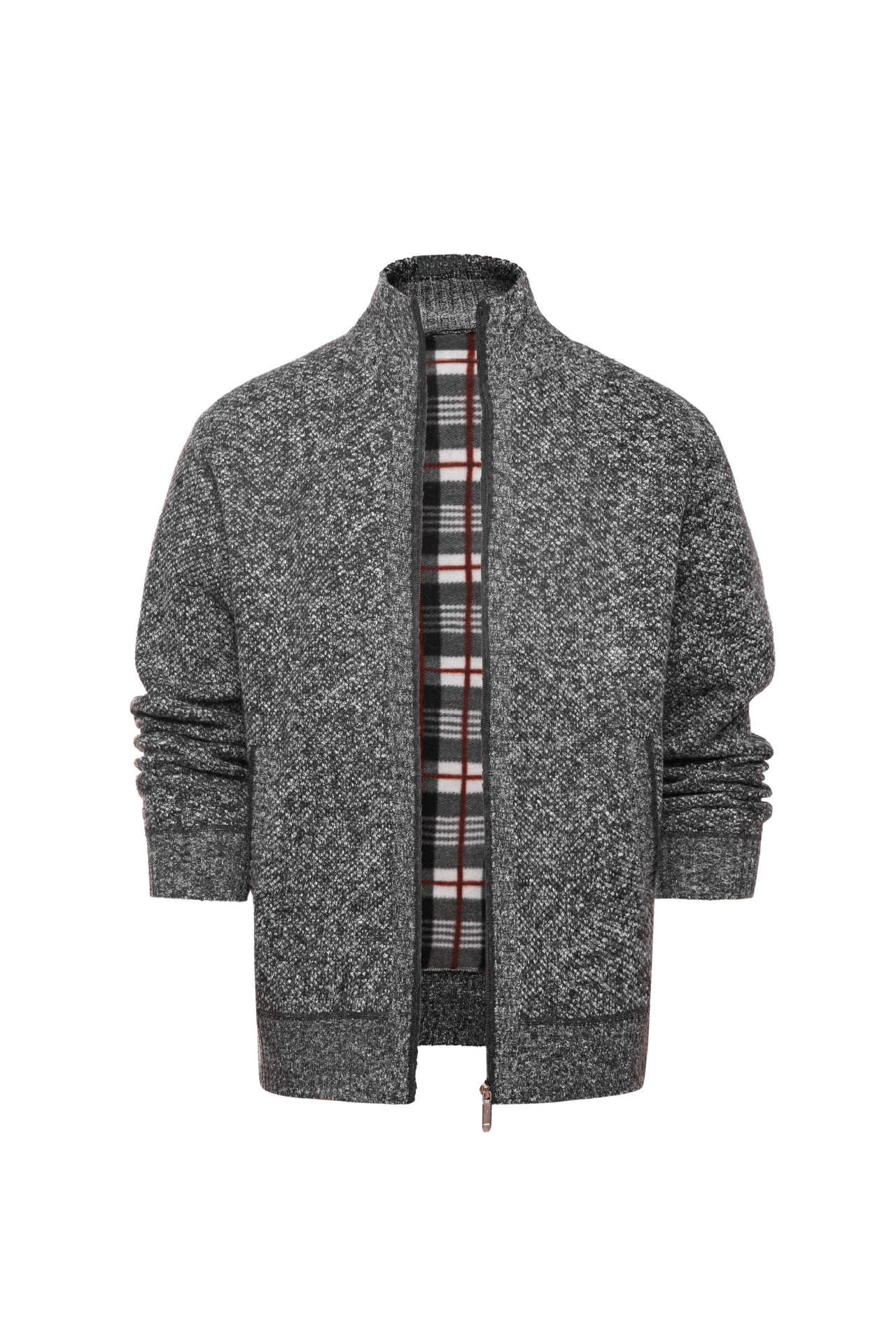 Men's Clothing Tops Jackets Coats Men's Thick Fleece High-Neck Knit Sweater Trendy Slim Fit Casual Cardigan Pullover Coat